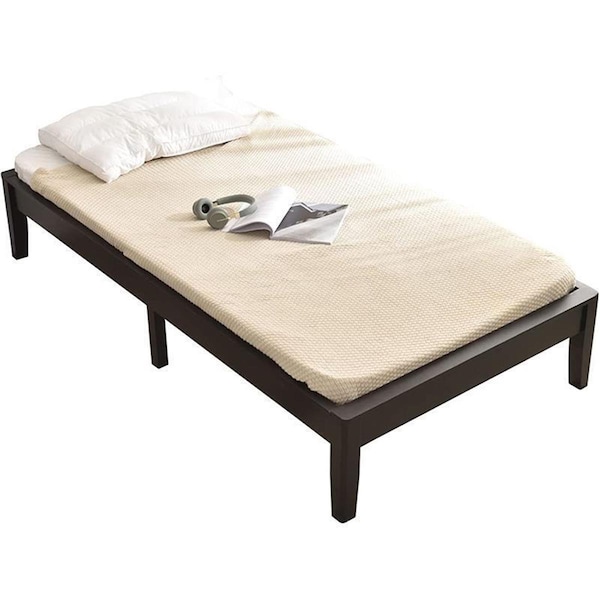 Kd Stella Solid Pine Wood Twin Size Platform Bed Frame Black KD2820686 - main